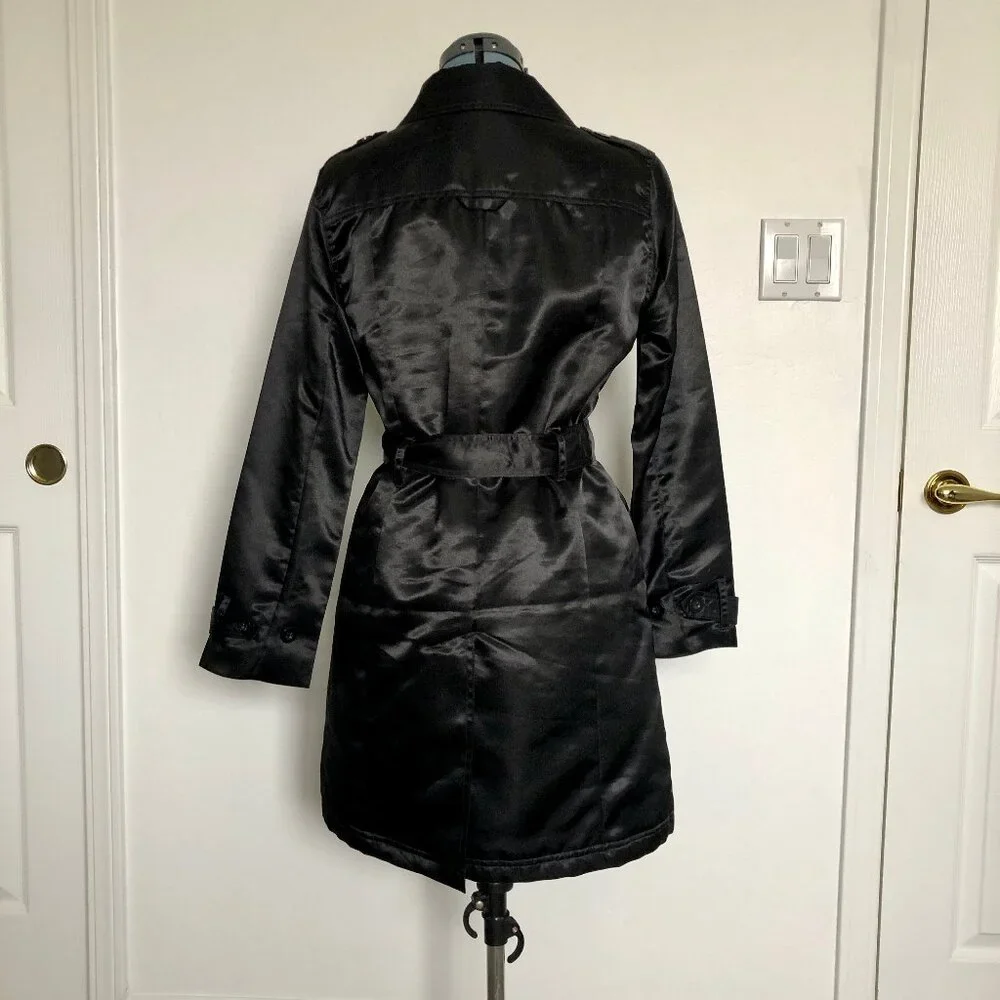 Sans Souci Black Belted Satiny Jacket, Size Large